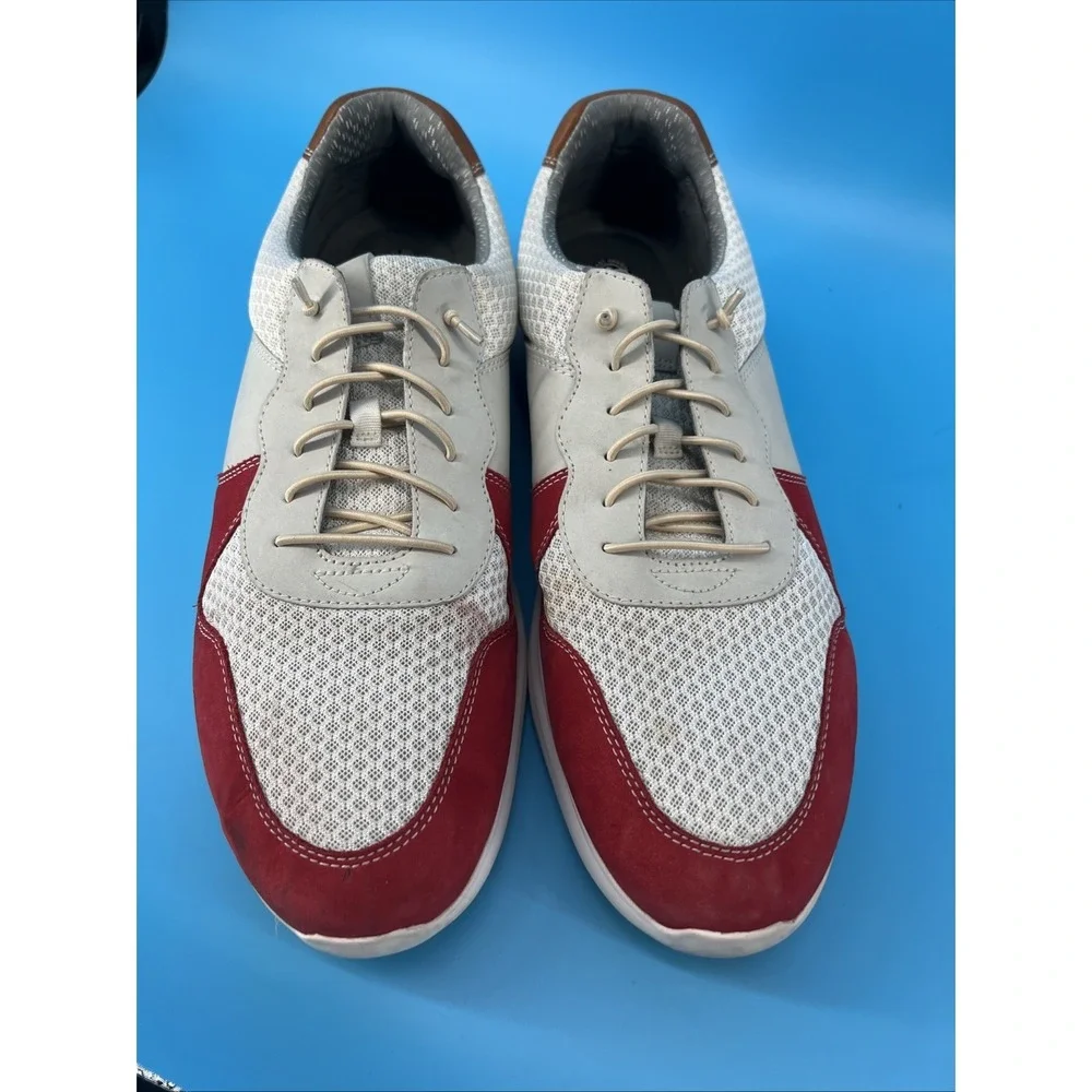 AMHERST MEN'S SHOE 13 M RED/WHITE/BLUE KNIT LACE‎ UP JOHNSTON&MURPHY 258538 MS50